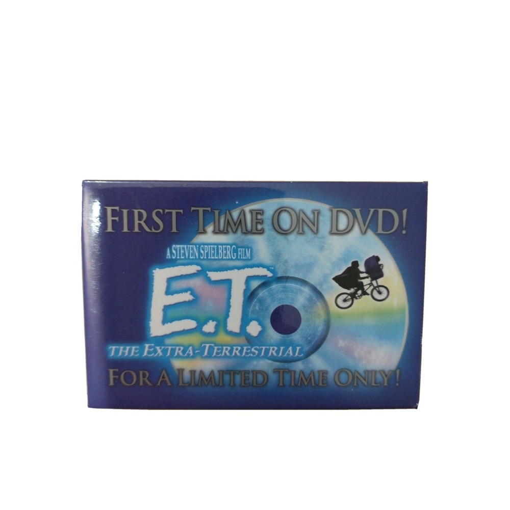 ET The Extra Terrestrial DVD Promo Movie Badge Button Pin Pinback Spielberg